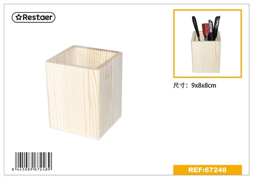 [67248] Portalápices cuadrado de madera 8*8*9cm - Accesorios de regalo