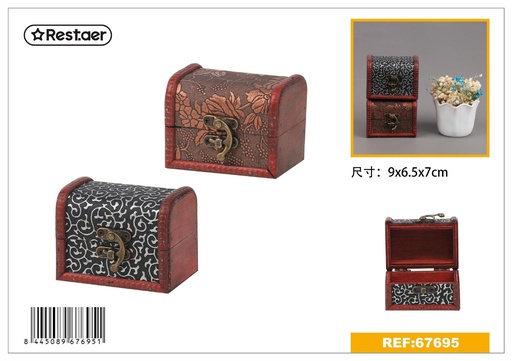 [67695] Caja de madera imitación antigua 9*6.5*7cm - Accesorios de regalo