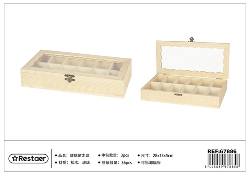 [67886] Caja de madera con 12 compartimentos 28*13*5 cm - Artículos de regalo