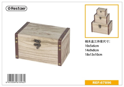 [67896] Caja de madera 3pcs 18x13x10cm para almacenamiento