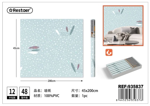 [935837] Papel tapiz estampado 45CM*2.0M - Rollo adhesivo para decoración del hogar