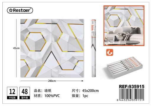 [935915] Rollo adhesivo de papel tapiz 45CM*2M estampado - Decoración mural