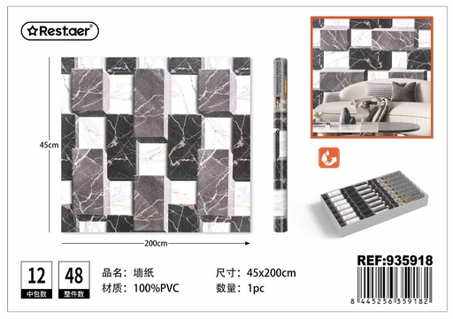 [935918] Rollo adhesivo de papel tapiz 45CM*2M estampado - Decoración mural