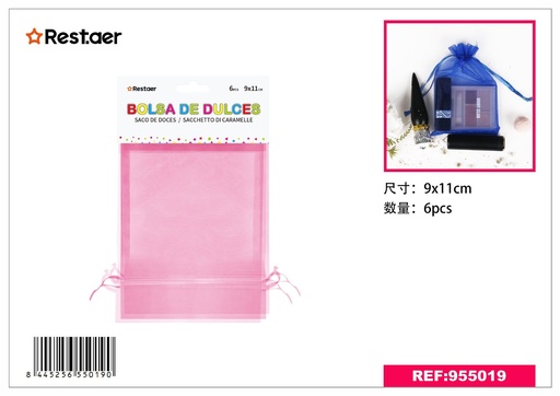 [955019] Bolsita multiusos 9x11 cm rosa - Bolsas para chuches 6 pcs