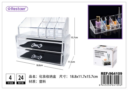 [964109] Organizador de cosméticos transparente 18.8x11.7x15.7cm para maquillaje