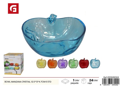 [200926024] BOWL MANZANA CRISTAL 12.5*13*4.7CM 6 STD - Vajillas de cristal
