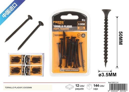 [00114] Tornillo pladur negro 3.5x50 mm - Herrajes y accesorios