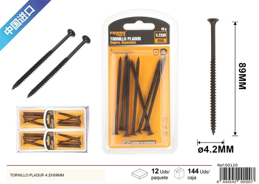 [00120] Tornillo pladur negro 4.2x89 mm - Herrajes y accesorios