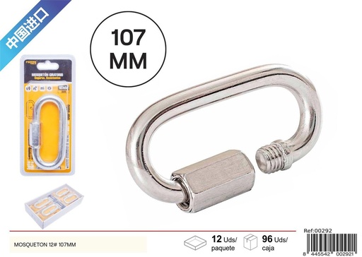 [00292] Mosquetón de hierro galvanizado con cierre en forma de U 12# 107mm - Herramientas y accesorios de ferretería