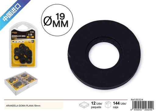 [00324] Arandela de goma plana negra 19 mm - Accesorios de fontanería
