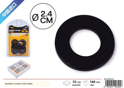 [00325] Arandela de goma plana negra 24mm 15 pcs - Accesorios de fontanería