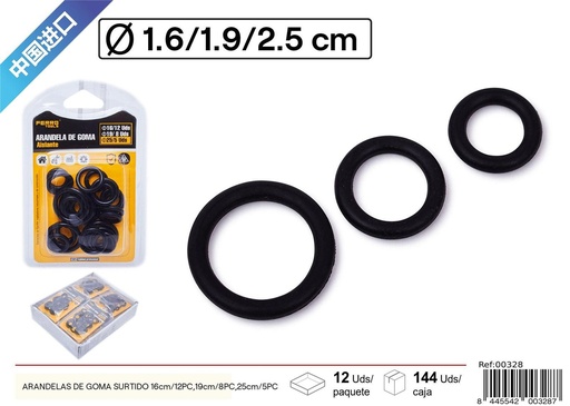 [00328] Arandelas de goma surtidas (varios tamaños) - Accesorios de ferretería