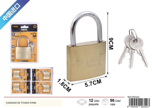 [00342] Candado de titanio 57mm - Seguridad para el hogar