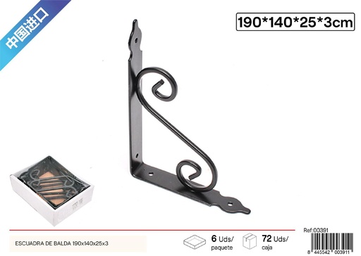 [00391] Escuadra de balda 190x140x25x3 - Accesorios de ferretería
