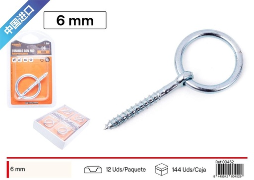 [00452] Tornillo Punta con Anilla 6# - Ferretería