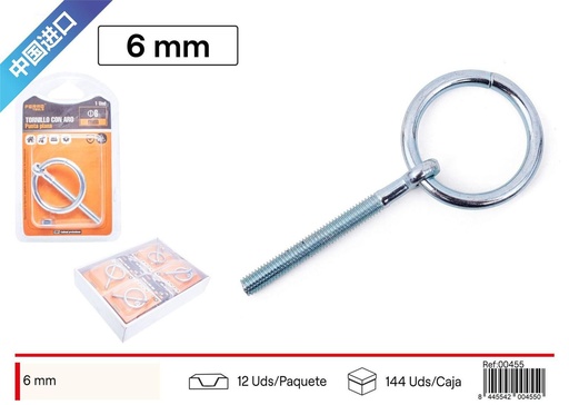 [00455] Tornillo tuerca con anilla 6# - Herrajería y accesorios