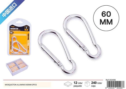 [00498] Moquetón de aluminio 60 mm (2 piezas) - Ferretería