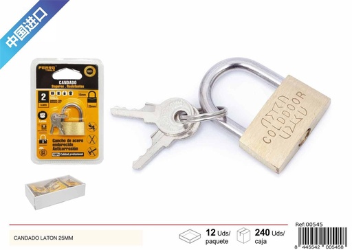 [00545] Candado de latón 25 mm - Accesorios de ferretería