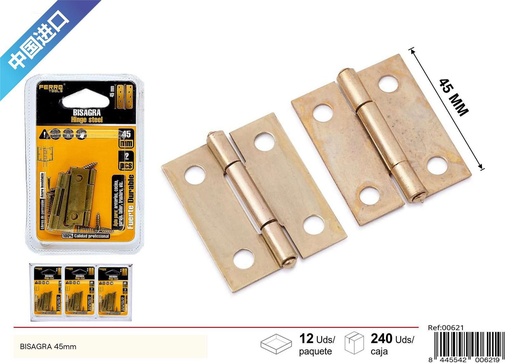 [00621] Bisagra Dorada 45mm - Accesorios de Ferretería