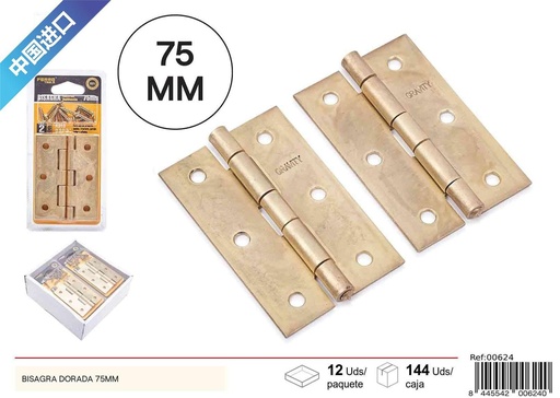 [00624] Bisagra dorada 75 mm - Accesorios de ferretería