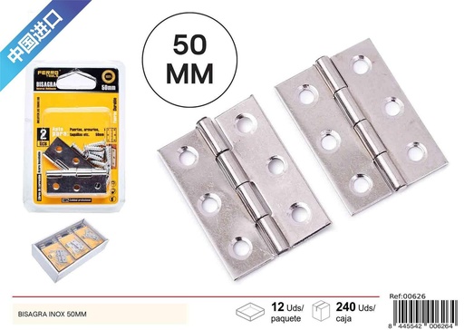 [00626]  Bisagra de acero inoxidable 50 mm - Accesorios de ferretería
