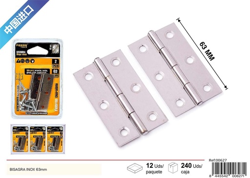 [00627] Bisagra de acero inoxidable 63mm - Accesorios de ferretería