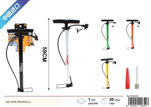 [00654] Inflador para bicicleta Ø35x600mm herramienta de reparación