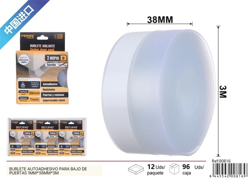 [00816] Burlete bajo de puerta transparente 1mm*38mm*3m - Herramientas