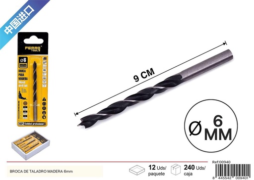[00940] Broca de taladro de madera 6 mm - Herramientas de ferretería