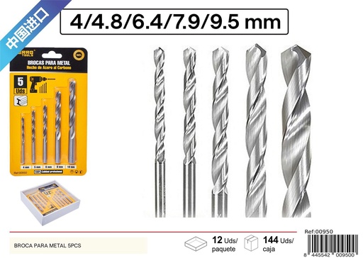 [00950] Broca para metal 5pcs para herramientas de ferretería
