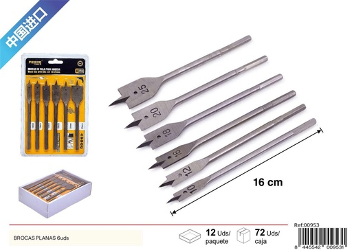 [00953] Brocas planas 6 unidades - Herramientas de ferretería