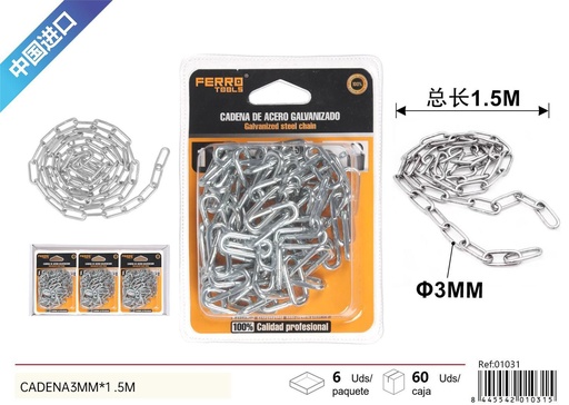 [01031] Cadena de hierro 3mm*1.5m - Accesorios de ferretería
