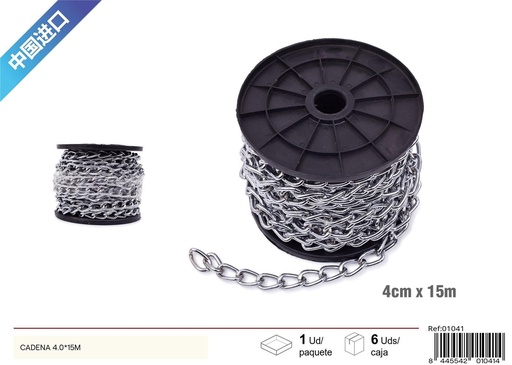 [01041]  cadena de acero cromado 4mmx15m - Ferretería y accesorios