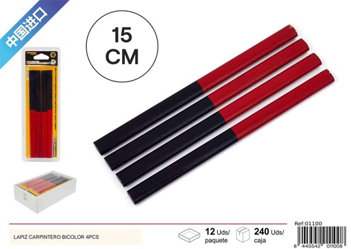 [01100] Lapiz carpintero bicolor 4 pcs - Herramientas de carpintería