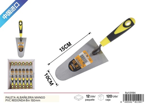 [01194] Pala de construcción semicírculo con mango de plástico 6in - Herramientas de albañilería
