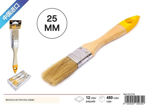 [01234] Brocha de pintura de 1 pulgada (25mm) - Herramientas para pintura y manualidades