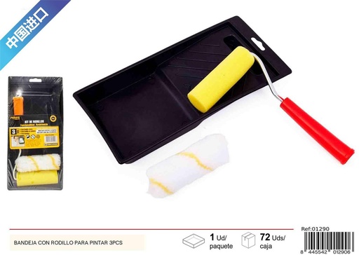 [01290] Set de bandeja con rodillo para pintura 3pcs - Herramientas de pintura