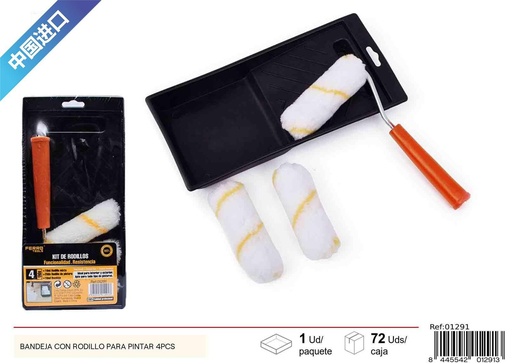 [01291] Bandeja con Rodillo para Pintar 4PCS - Pintura y manualidades