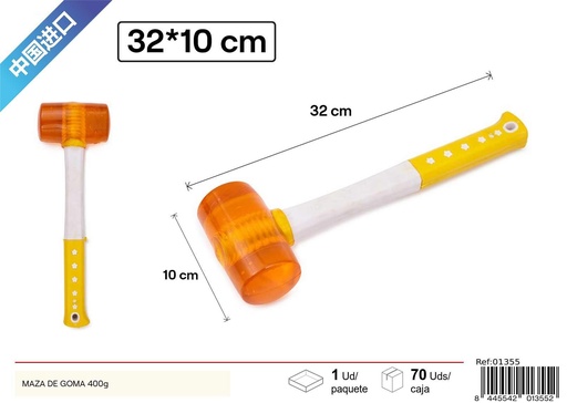 [01355] Maza de goma 400g para trabajos de construcción y bricolaje