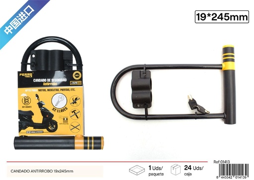 [01413] Candado antirrobo U para bicicleta 19x245 mm - Accesorios para bicicletas