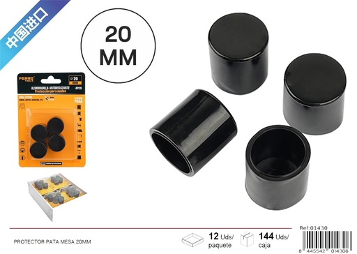 [01430] Protector para patas de mesa negro 20mm - Accesorios de ferretería
