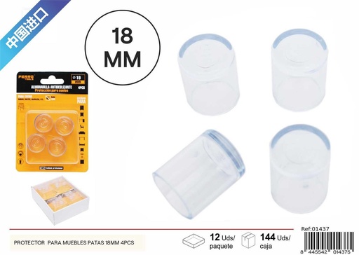 [01437] Protector transparente de PVC 18 mm (set de 4) - Accesorios para muebles