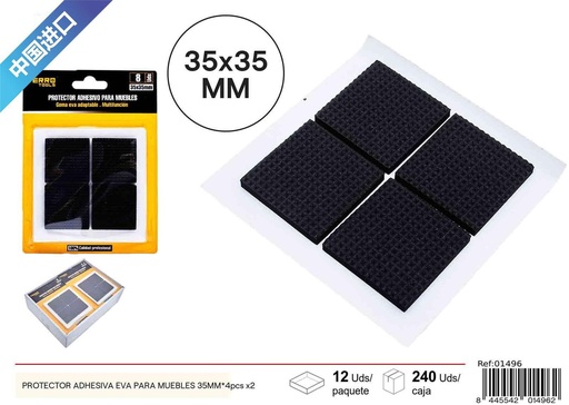 [01496] Protector adhesivo de EVA cuadrado para muebles 35MM - 4 pcs x2, material para muebles