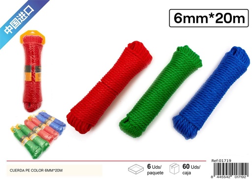 [01719] Cuerda de PE de colores 6mm*20m - Accesorios de ferretería