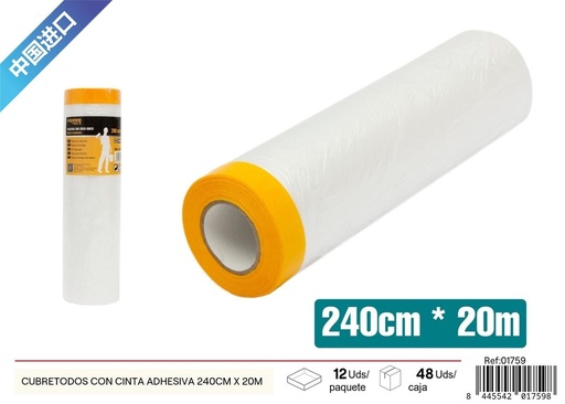 [01759]  Cubretodo de 240 cm x 20 m con cinta adhesiva - Ferretería