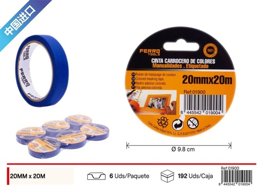 [01900] Cinta carrocero azul 20mm*20m - Cintas adhesivas