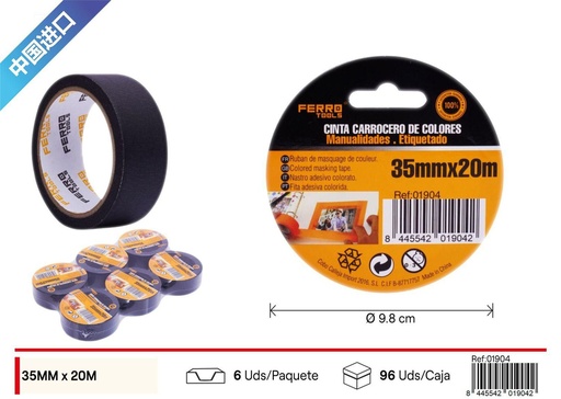 [01904] Cinta de enmascarar negra 35MM*20M - Adhesivos y cintas