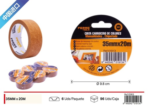 [01913] Cinta de enmascarar marrón 35MM*20M - Adhesivos y cintas