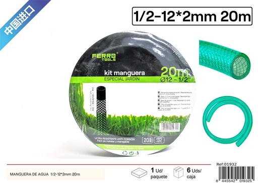 [01932] Manguera de PVC negra 1/2-12*2mm 20m - Jardinería
