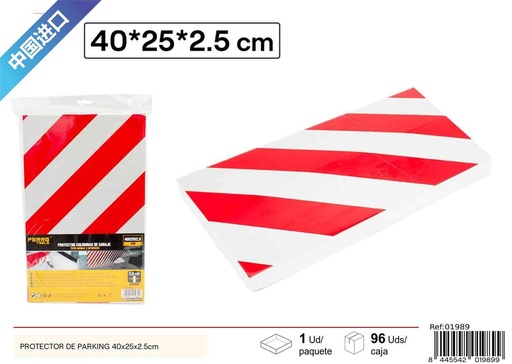 [01989] Protector de parking de espuma roja y blanca 40x25x2.5cm para seguridad